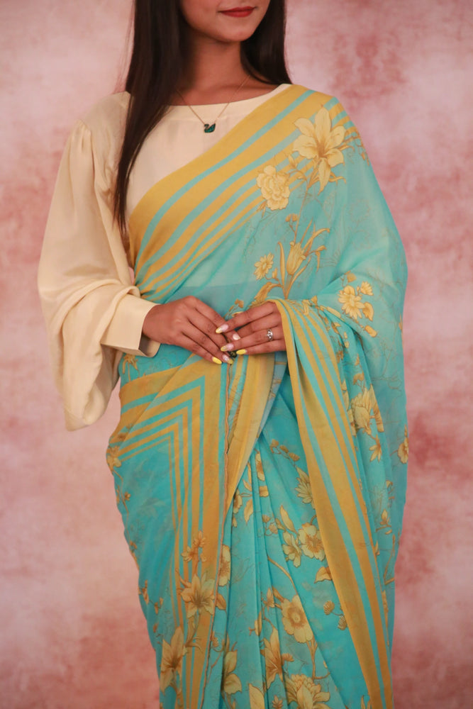 Sunny Blooms on Blue