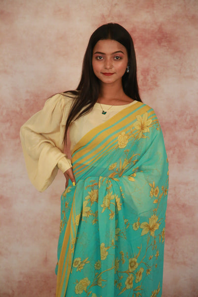 Sunny Blooms on Blue