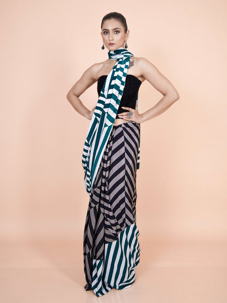Matrix Drape Multicolor Crepe Saree – Lightweight Elegant Flowing Ethnic Wear Saree