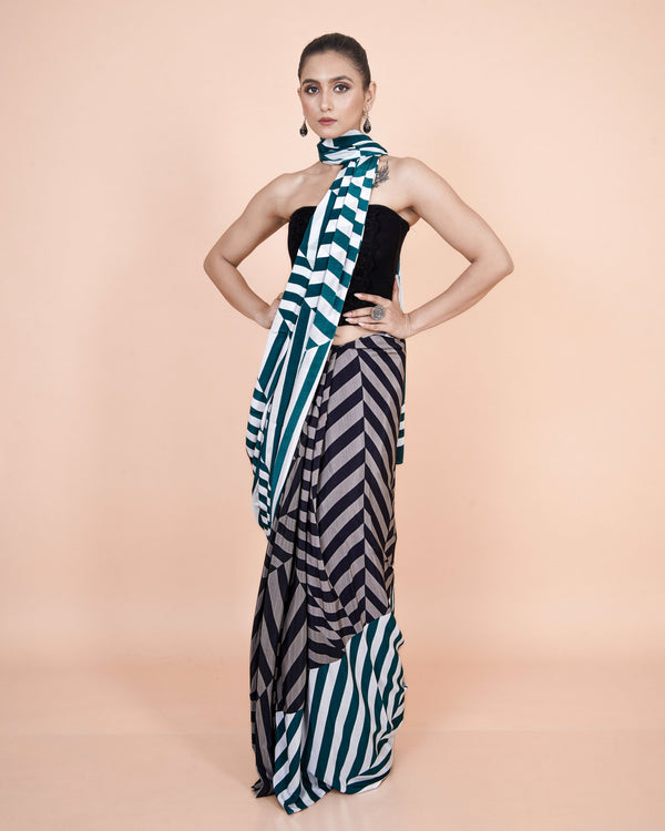 Matrix Drape Multicolor Crepe Saree – Lightweight Elegant Flowing Ethnic Wear Saree