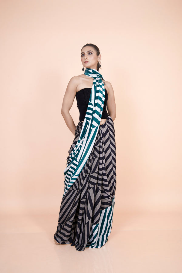 Matrix Drape Multicolor Crepe Saree – Lightweight Elegant Flowing Ethnic Wear Saree