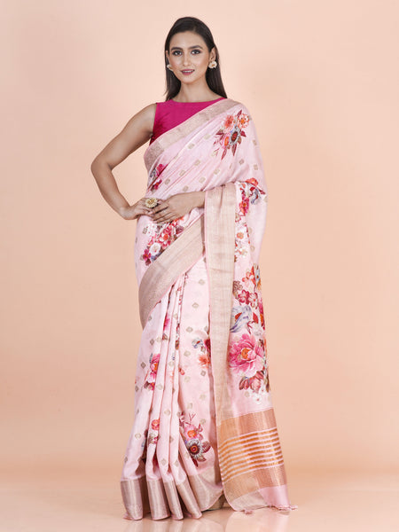 Nyra Pink Chanderi Buta Saree with Elegant Traditional Weaving