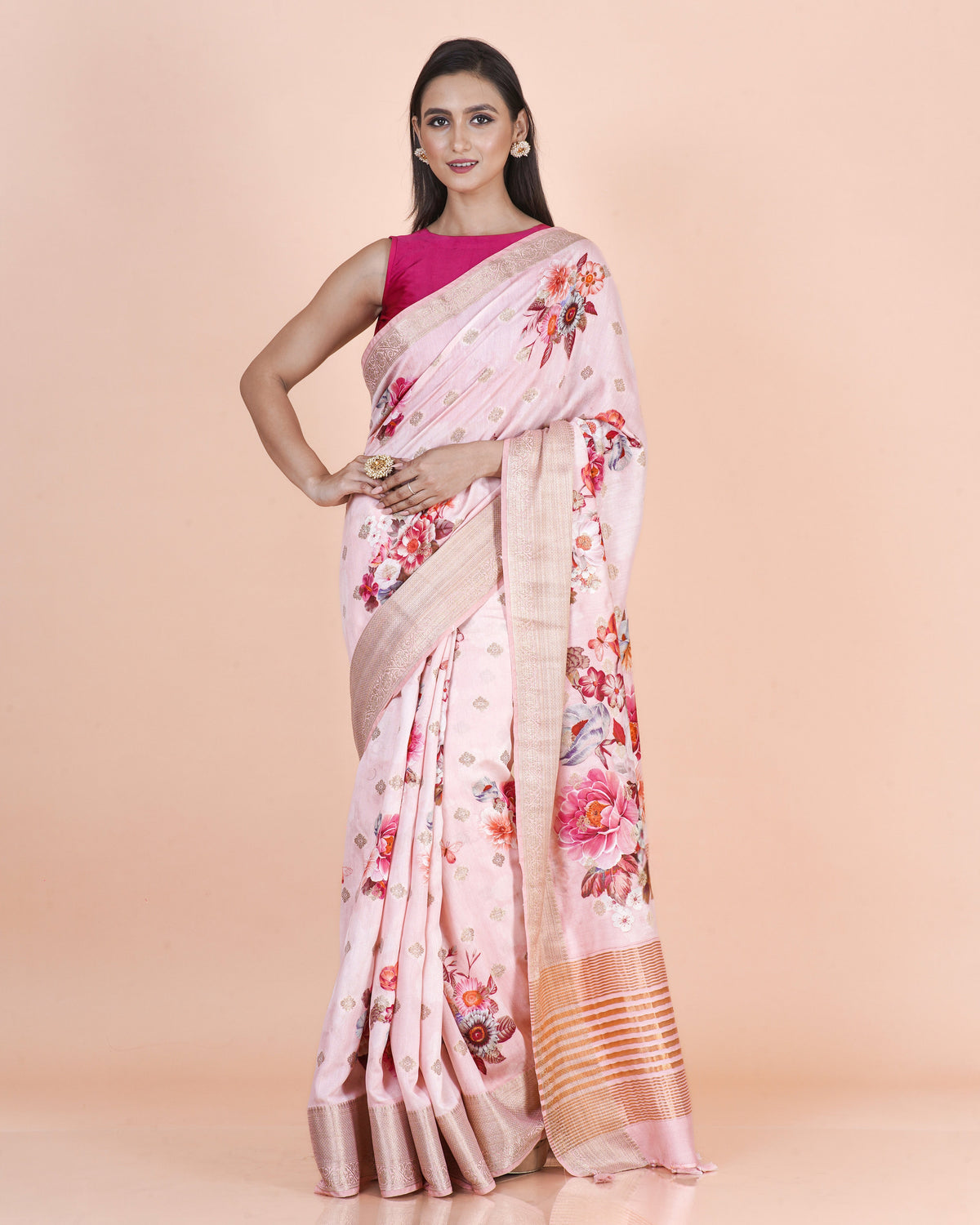 Nyra Pink Chanderi Buta Saree with Elegant Traditional Weaving