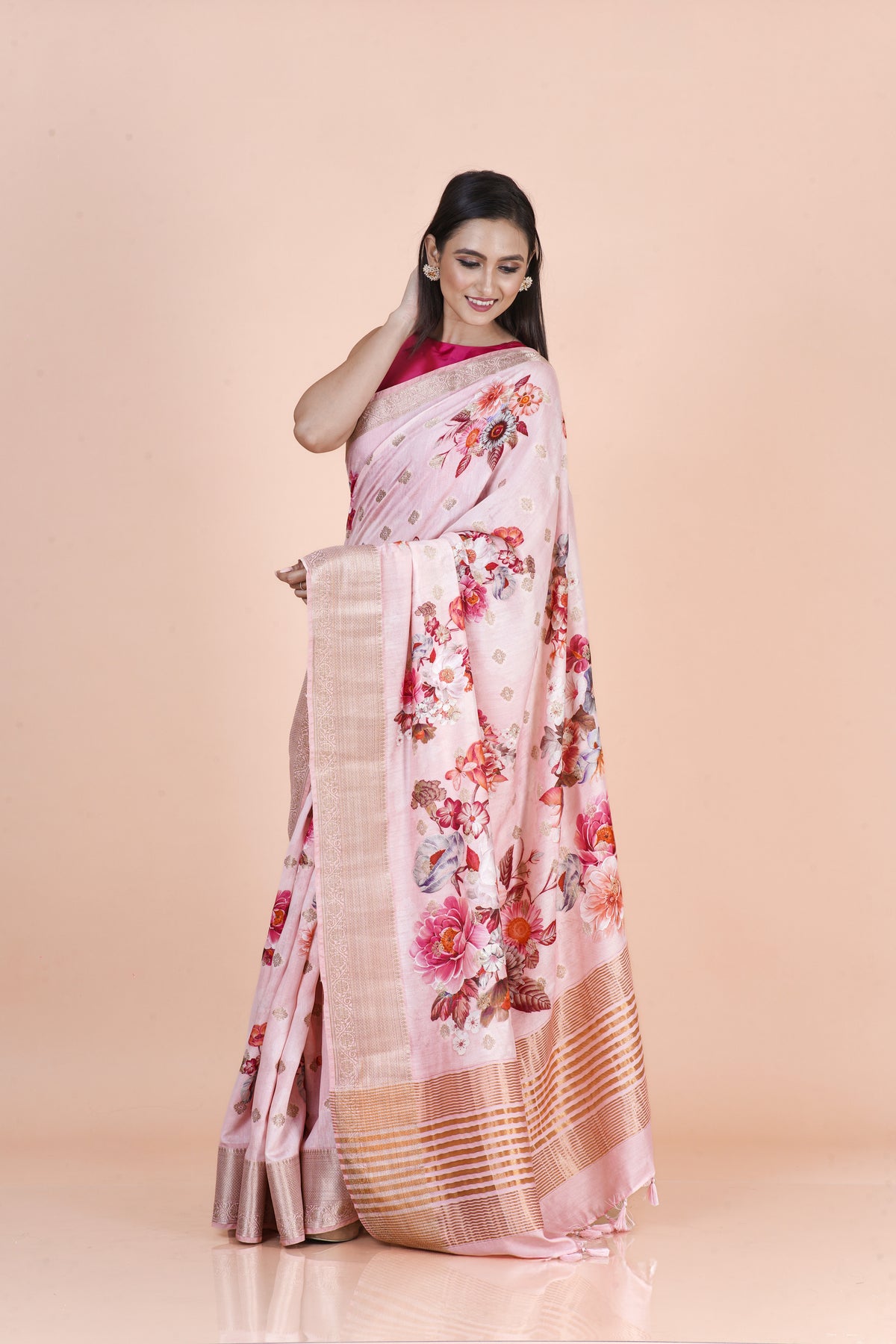 Nyra Pink Chanderi Buta Saree with Elegant Traditional Weaving