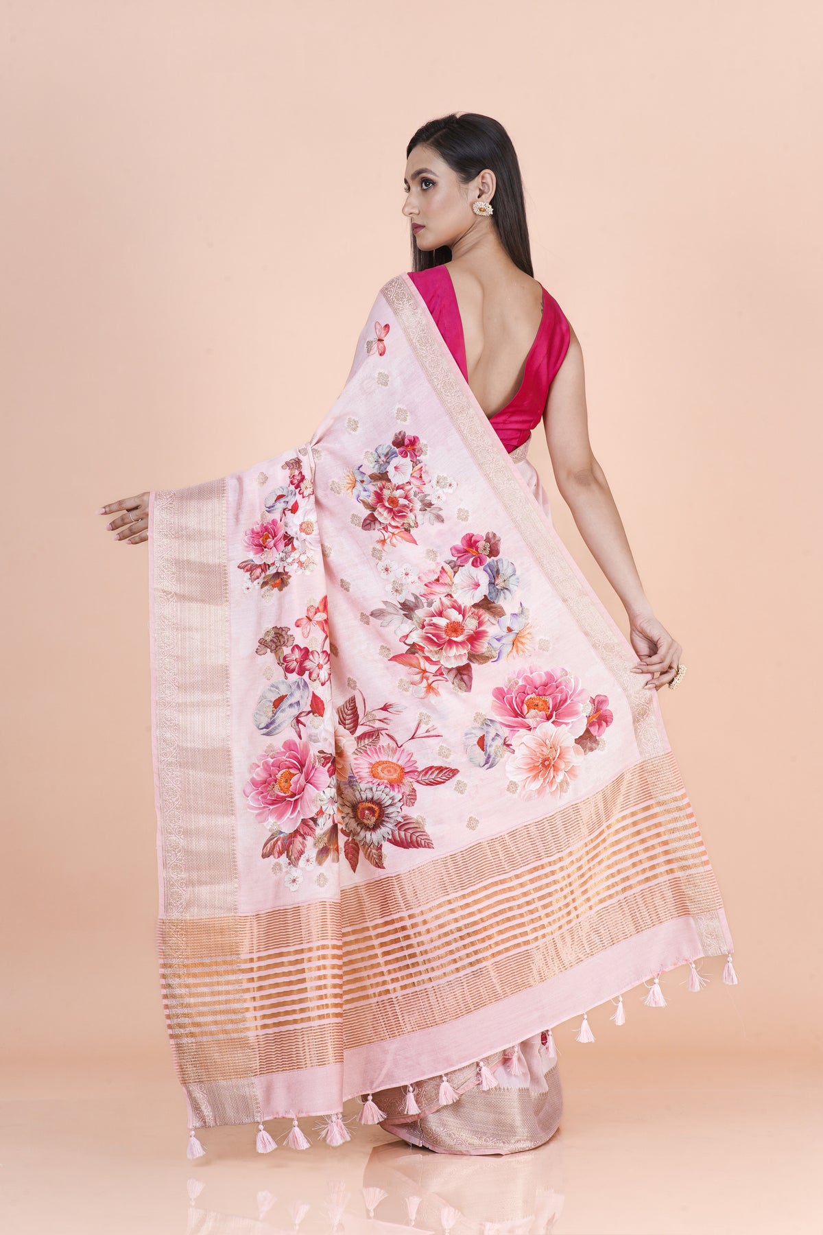 Nyra Pink Chanderi Buta Saree with Elegant Traditional Weaving