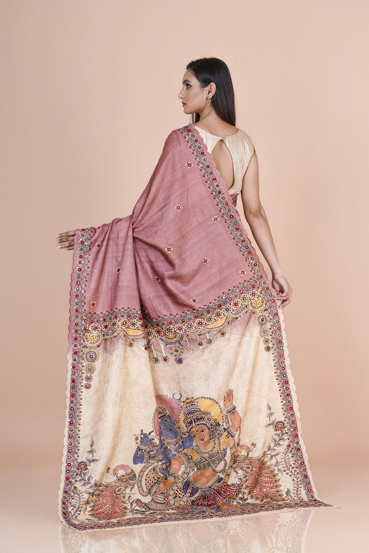 Vinyaas Wine Tussar Silk Saree – Elegant Festive Wear Designer Saree for Women