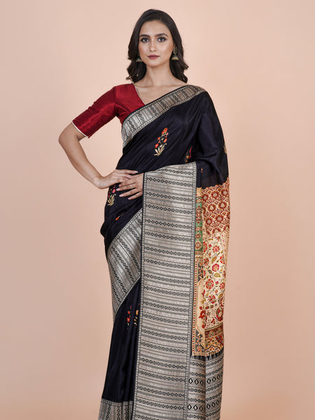 Koshika Luxury Black Khaddi Silk Saree | Timeless Heritage Ethnic Wear for Women