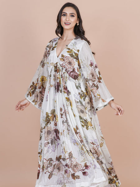 Neerja White Chinnon Dress for Wedding and Festive Wear