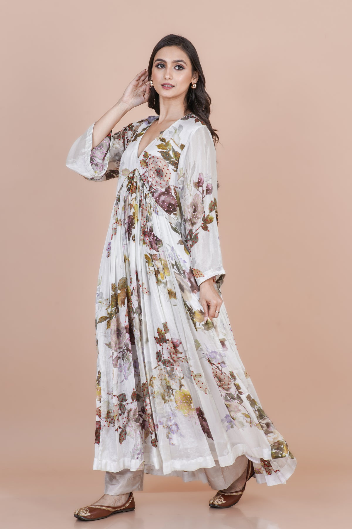 Neerja White Chinnon Dress for Wedding and Festive Wear