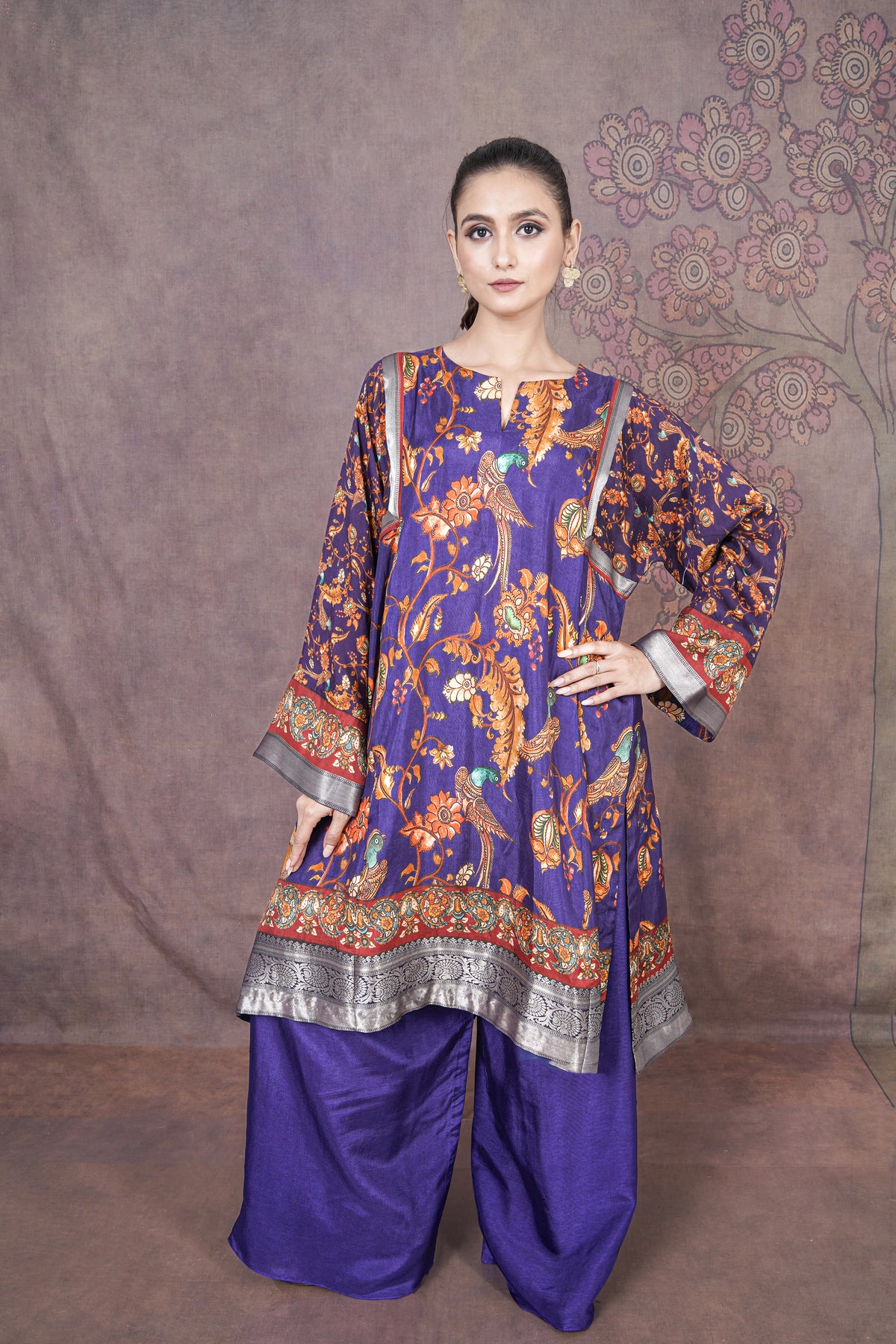 Mor Premium Purple Russian Silk Dress with Smooth Texture & Luxurious Finish