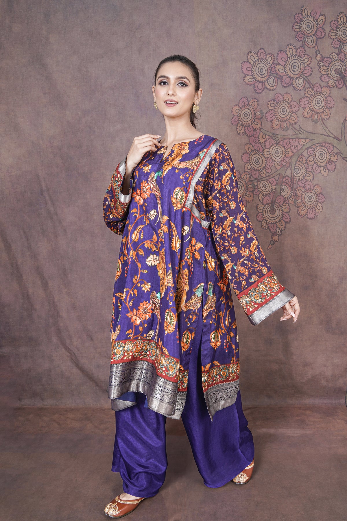 Mor Premium Purple Russian Silk Dress with Smooth Texture & Luxurious Finish