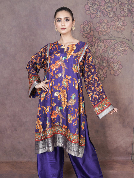 Mor Premium Purple Russian Silk Dress with Smooth Texture & Luxurious Finish