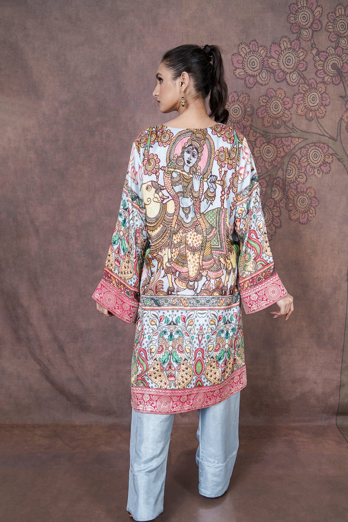 Katha Designer Sky Blue Russian Silk Dress for Festive, Wedding & Occasion Wear