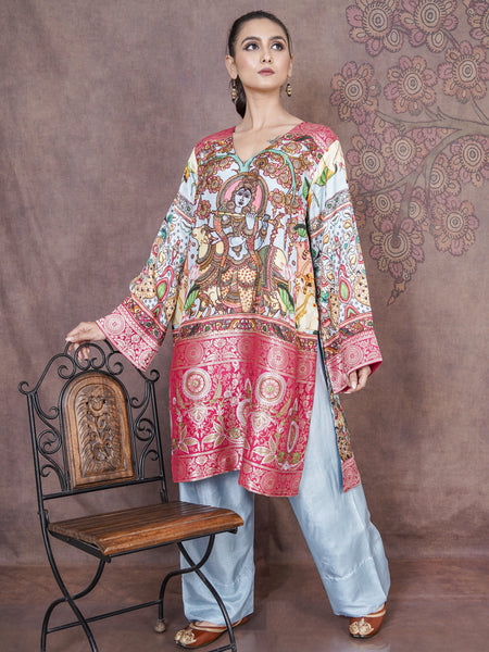 Katha Designer Sky Blue Russian Silk Dress for Festive, Wedding & Occasion Wear