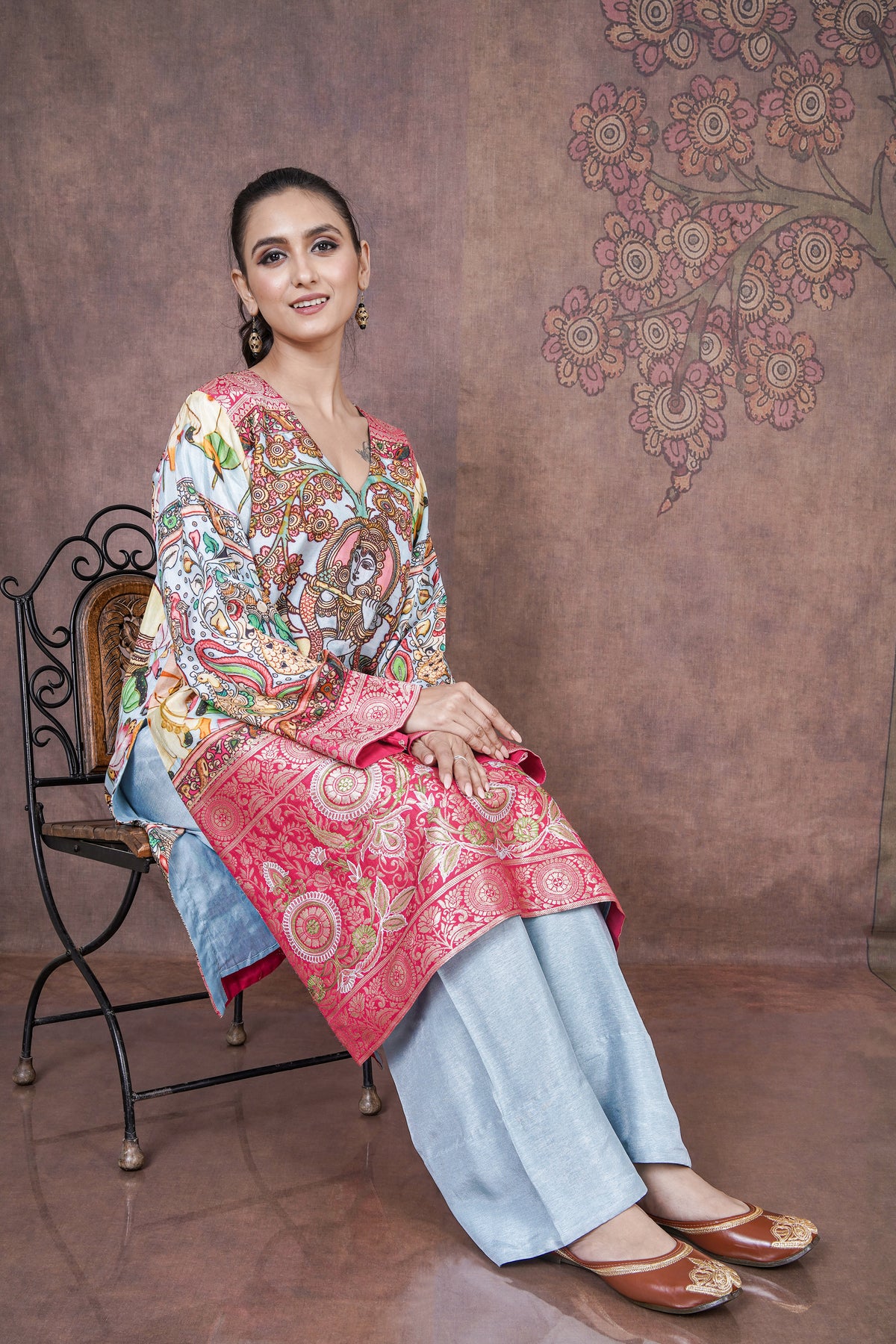 Katha Designer Sky Blue Russian Silk Dress for Festive, Wedding & Occasion Wear