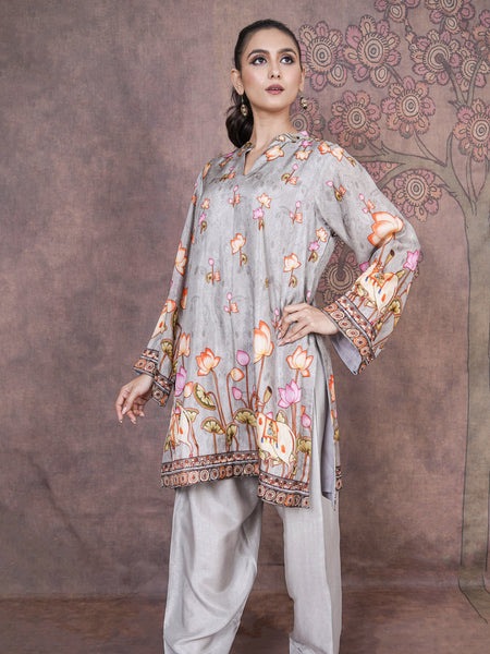 Echo Sophisticated Grey Russian Silk Dress for Special Occasions