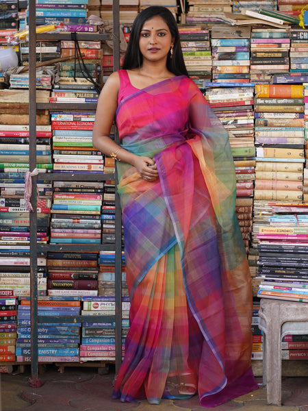 Kaleidoscope Designer Multicolor Organza Saree for Wedding and Celebration Wear