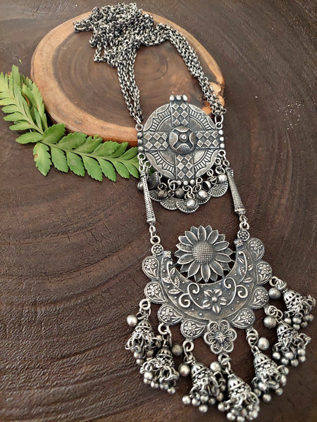 Oxi Jewel set Bold Rustic Finish Statement Necklace with Matching Earrings