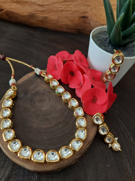 Kundan Set Stylish Kundan Necklace and Drop Earrings Set for Women