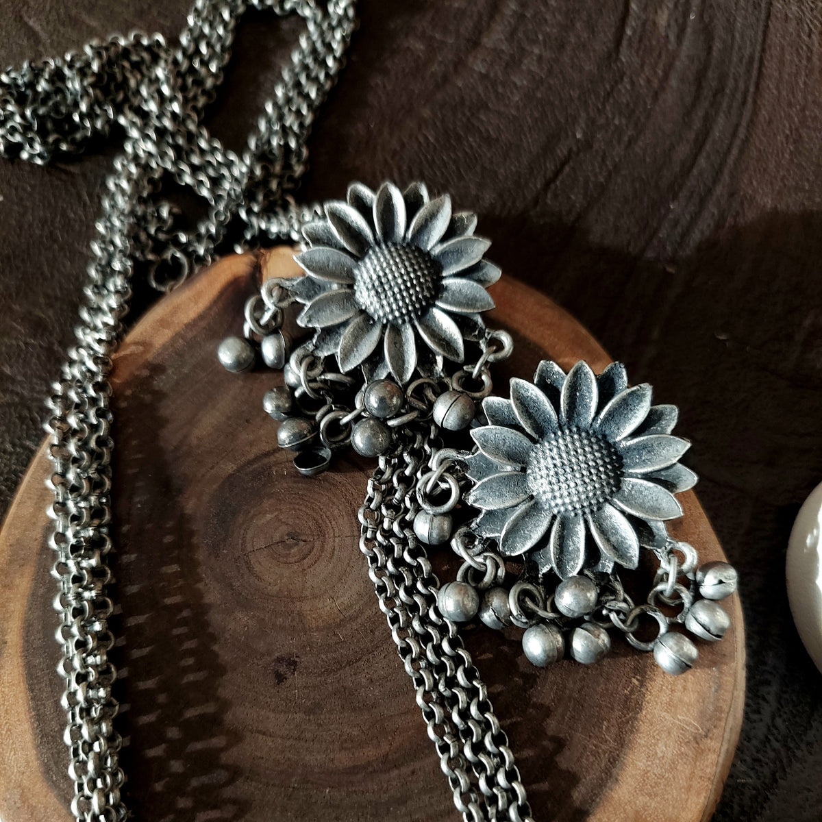 Oxi Jewel set Bold Rustic Finish Statement Necklace with Matching Earrings
