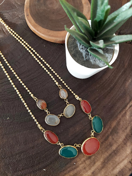 Multi Mix Modern Multicolor Stone Neckpiece with Adaptable Design
