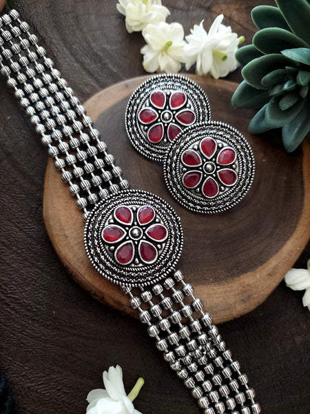 Classic choker set Elegant Antique Choker Necklace Set with Matching Earrings and Stones