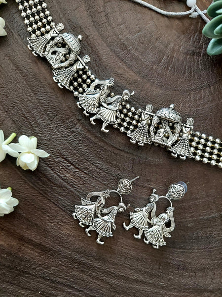 Palki Set Elegant Antique Style Necklace with Matching Earrings – Ethnic Jewelry