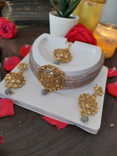 Classic choker set Stylish Antique Finish Choker Jewelry Set with Bright Stone Detailing