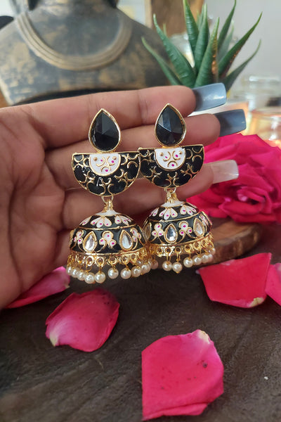 Traditional black stone jhumka