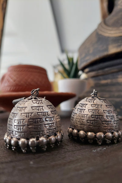 Silver antique jhumka