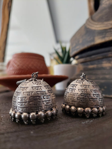 Silver antique jhumka Silver Antique Jhumka Earrings – Traditional Oxidized Ethnic Earrings for Women