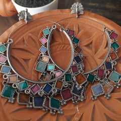 Multi-colored hoop earring