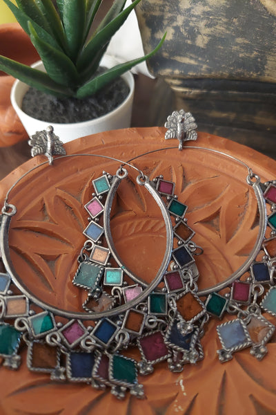 Multi-colored hoop earring