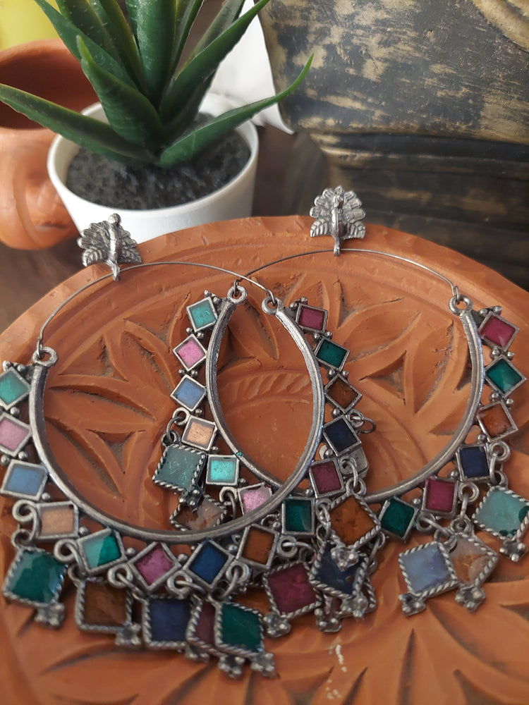 Multi-colored hoop earring