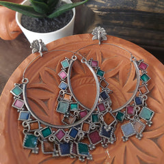 Multi-colored hoop earring