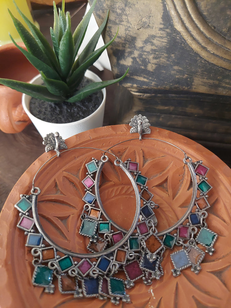 Multi-colored hoop earring