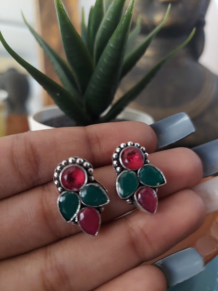 Multi bead petal studs Colorful Bead Earrings for Women – Minimal Ethnic & Boho Style