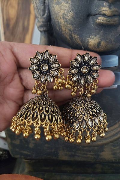 Gold antique finish Jhumka