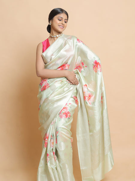 Chandana Beige Chiniya Silk Saree | Elegant Traditional Ethnic Wear Silk Saree