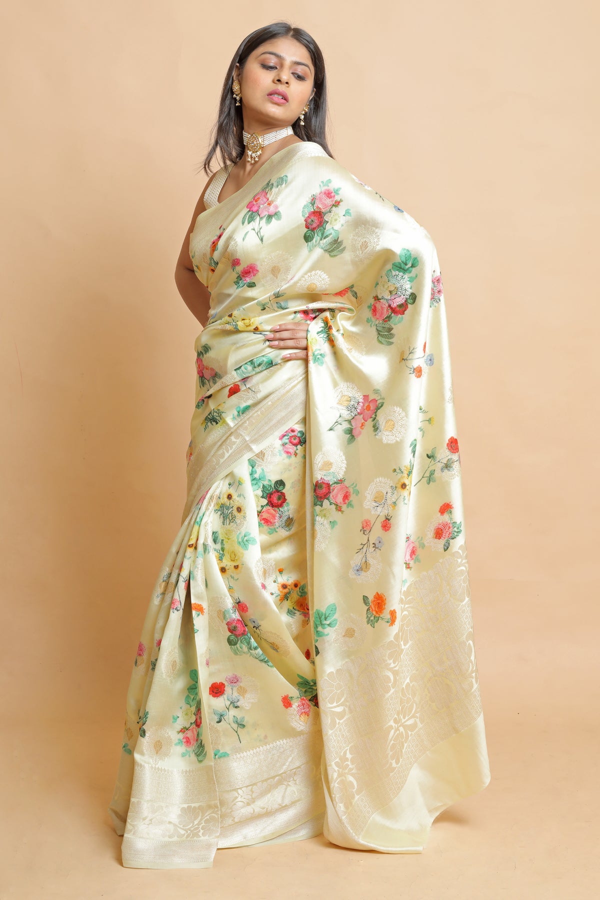 Chinyia 1 Designer Light Yellow Tussar Banarasi Saree – Timeless Festive Collection