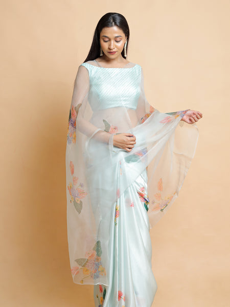 Celeste Designer White Organza Saree for Wedding and Celebration Wear