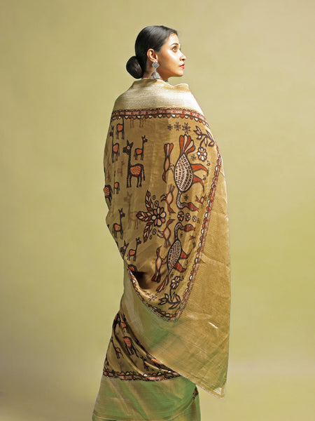 Kaami Premium Yellow Khaddi Silk Saree with Rich Zari Border & Handwoven Craftsmanship
