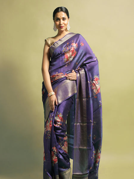 Chaitali Violet Chiniya Silk Saree | Elegant Traditional Ethnic Wear Silk Saree
