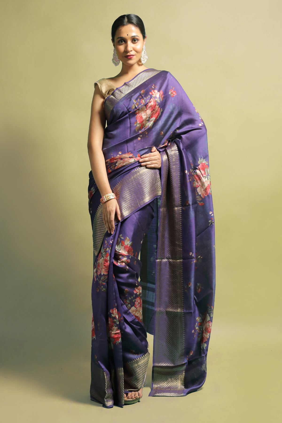Chaitali Violet Chiniya Silk Saree | Elegant Traditional Ethnic Wear Silk Saree