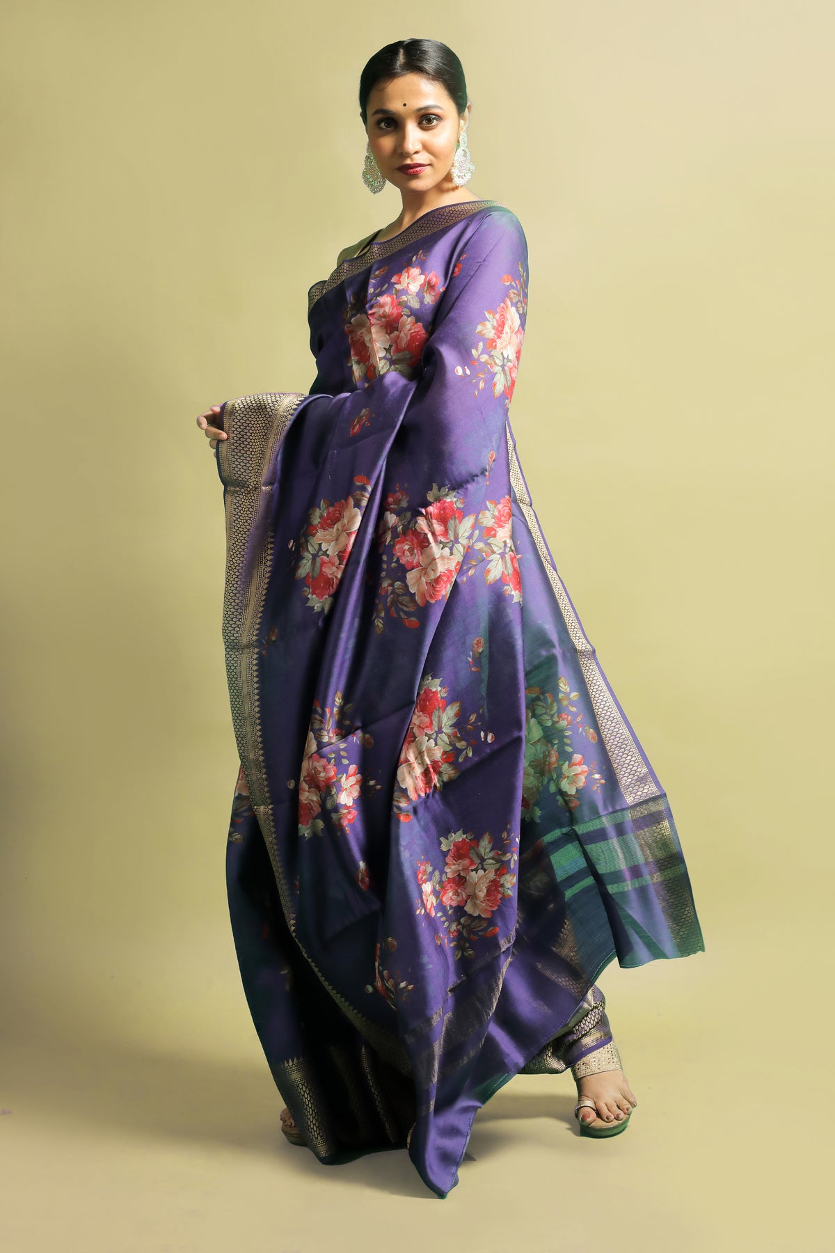 Chaitali Violet Chiniya Silk Saree | Elegant Traditional Ethnic Wear Silk Saree