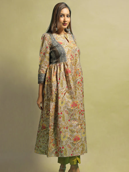 Kalabhasin Premium Multicolor Printed Tussar Silk Kurti for Women