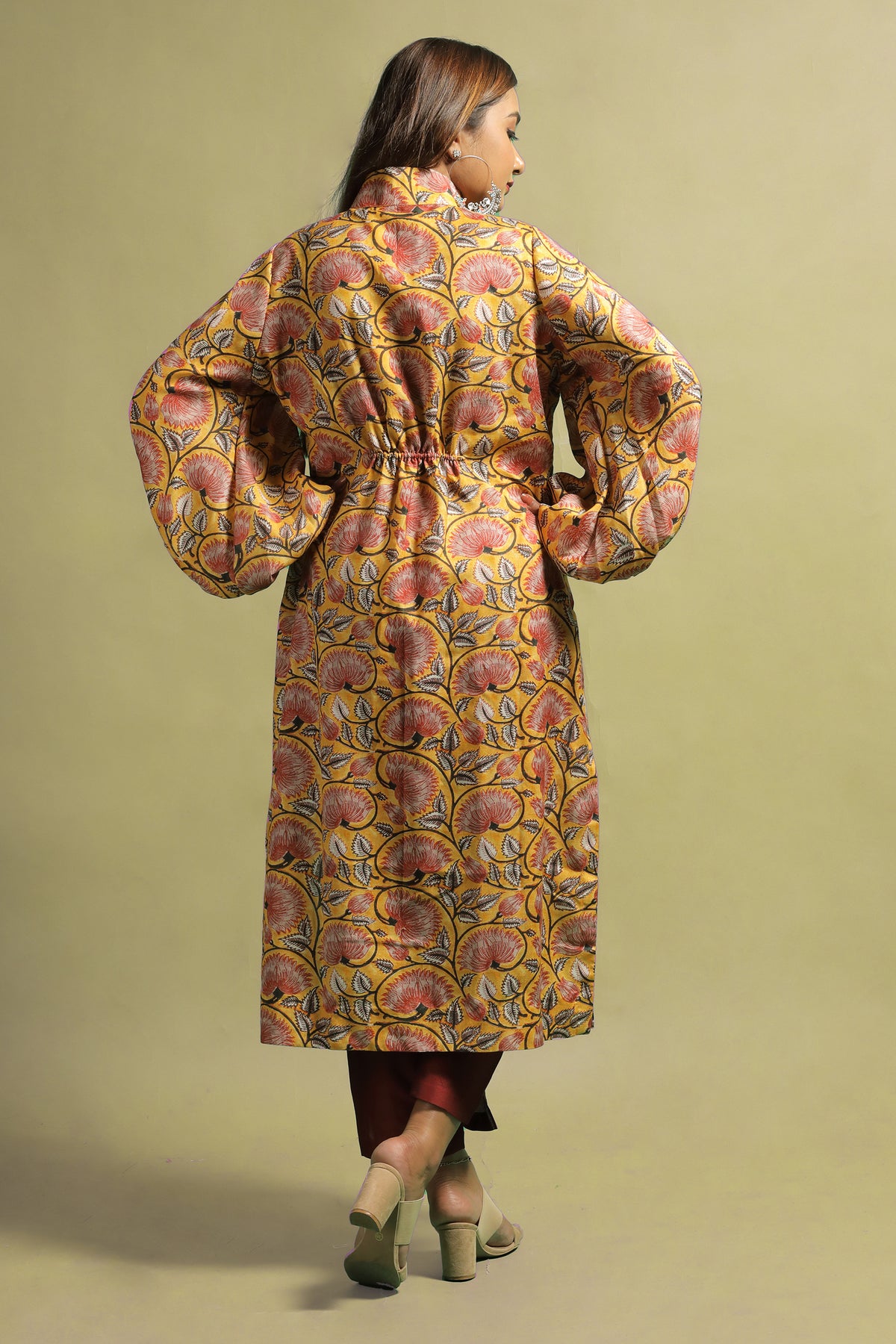 Kabandha Designer Beige Printed Tussar Kurti