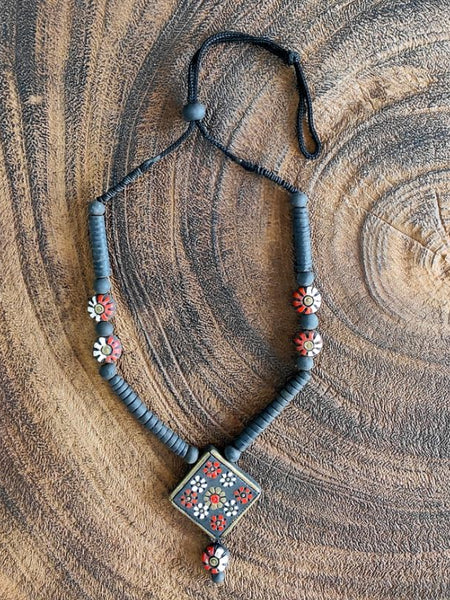 Terracotta pendant Necklace Rustic Earthy Terracotta Necklace for Indo-Western Styling