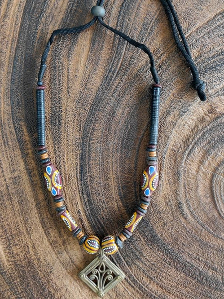 Terracotta & Dokra pendant Necklace Handmade Dokra Necklace with Terracotta Beads – Ethnic Tribal Jewelry