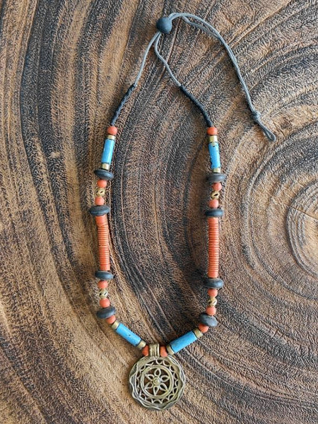 Terracotta & Dokra pendant Necklace Traditional Dokra Necklace – Boho Tribal Statement Jewelry for Women